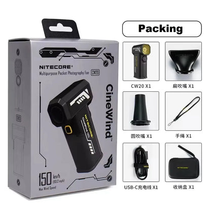 Multipurpose Pocket Photography Fan Electric Portable Fan Stepless Wind Blower 100W High Power Brushless Motor