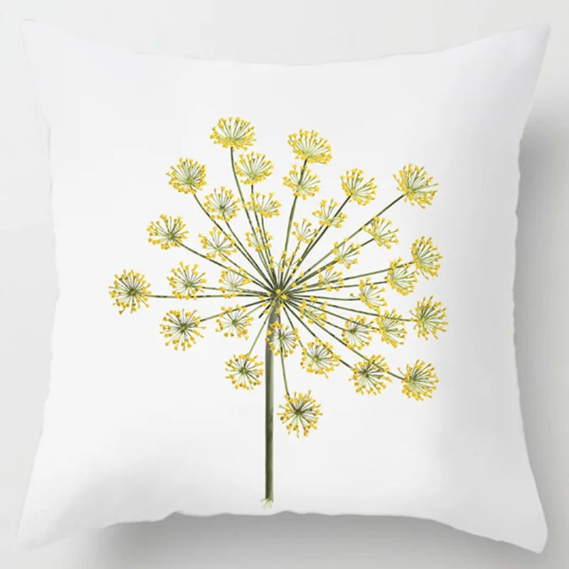 Modern Simple Yellow Flower Pillowcase Home Sofa  Lumbar   Cushion  Pillow