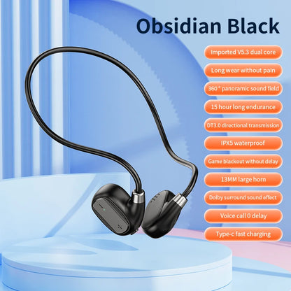 Ear-mounted sports wireless earphones, air conduction headset, BT 5.3, ultra-long battery life, suitable for running and cycling