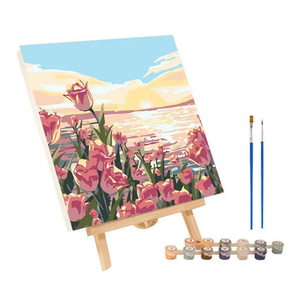 Frame Painting By Numbers Kit Abstract Sunset Landscape Modern Drawing Coloring DIY Painting By Numbers Acrylic Paint Home Decor