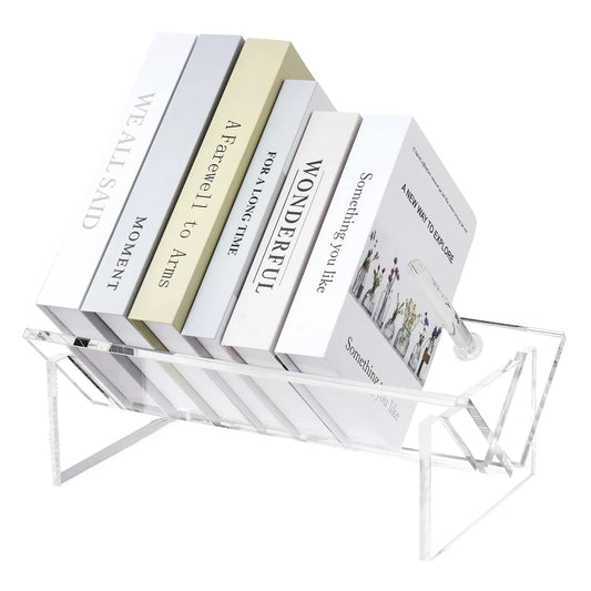 Acrylic Desktop Bookcase Book Storage Organizer Shelf Bookshelves Clear Modern Tabletop book magazine Rack for Office Home