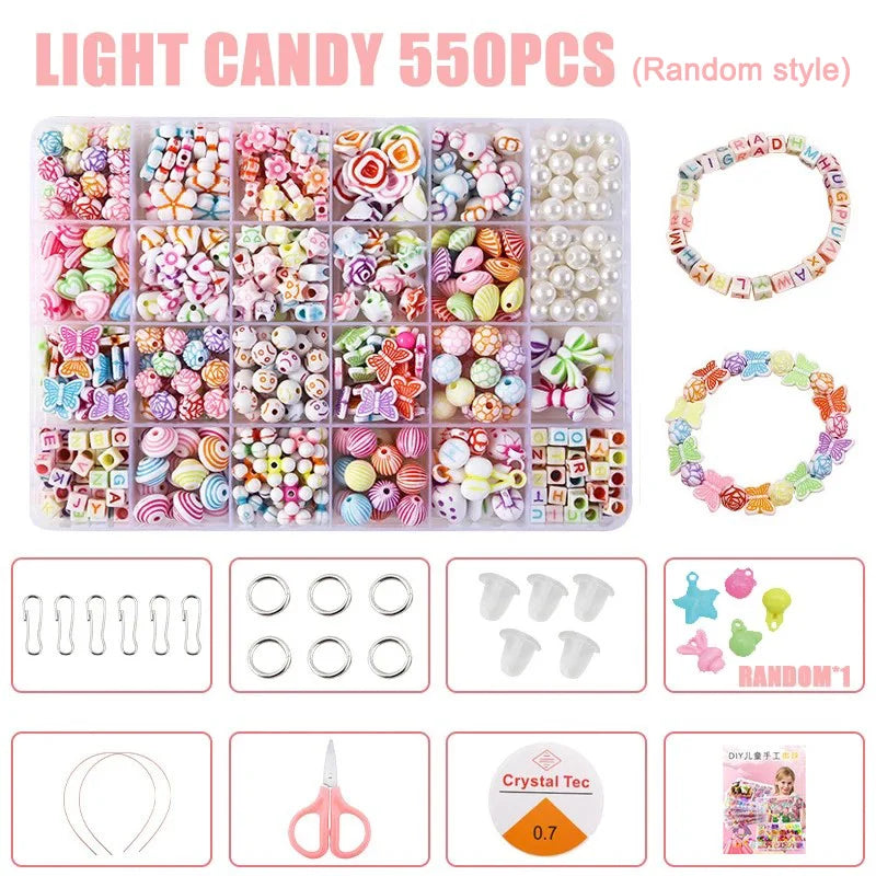 Girls DIY Bead Set Jewelry Making Kit for Kids Girl Pearl Beads for Bracelets Rings Necklaces Creativity Kits Art Craft