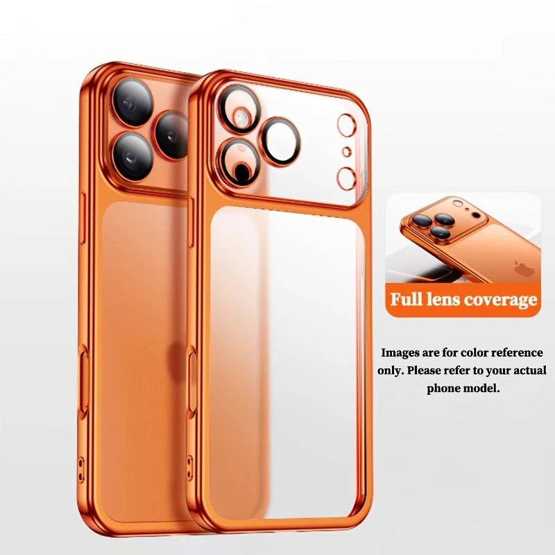 Luxury Plating Clear Phone Case For iPhone 17 14 15 13 16 Pro Max Hard Cases For iPhone17 Pro Max 16Pro Shockproof Matt Cover