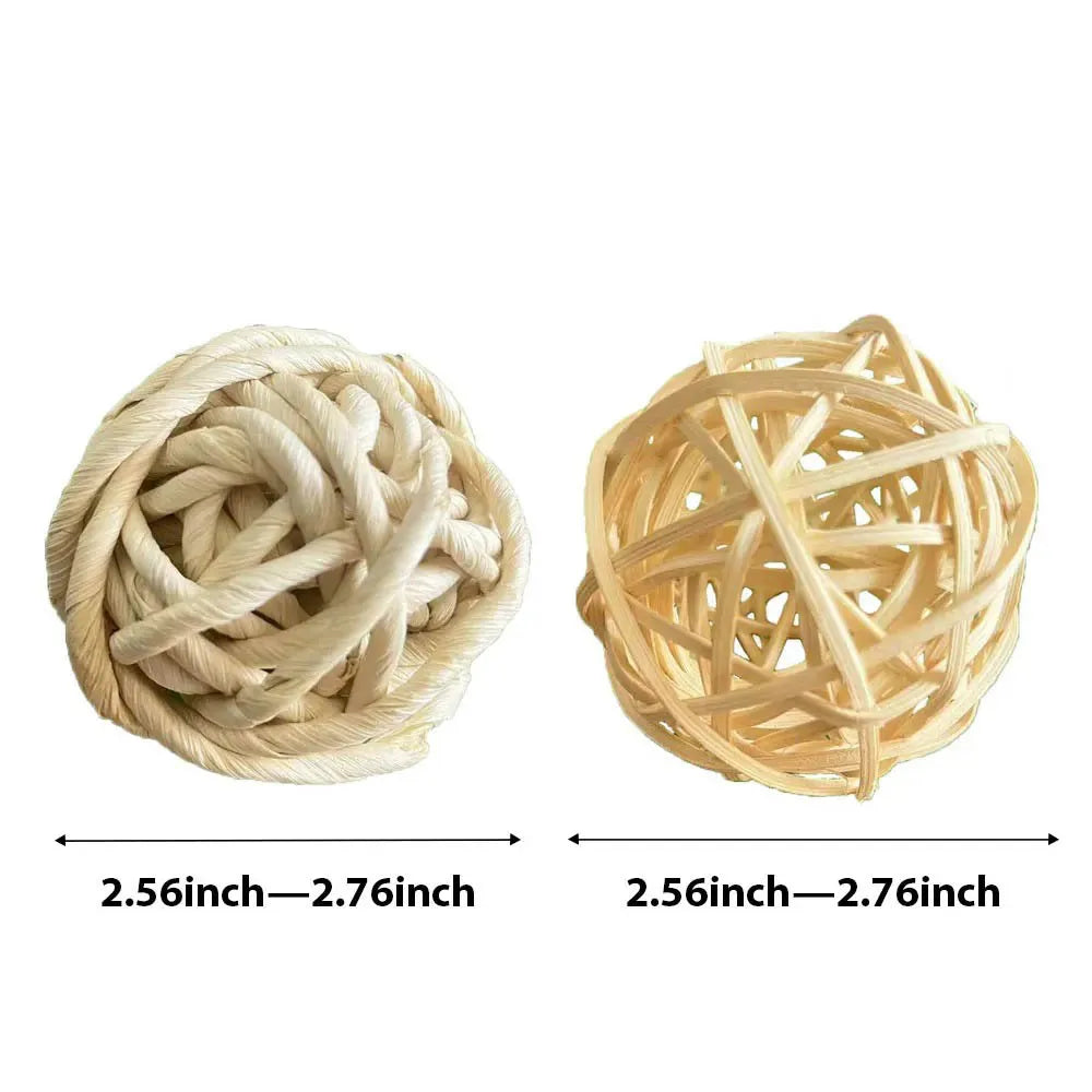 Pet Parrot Chewing Teething Toys Hamster Rabbit Hand-woven Straw Rope Carrot Corn Rattan Ball Toys Bird Cage Hanging Accessories