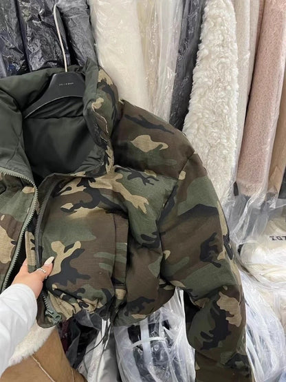 Fashion Trend Camouflage Coat Cotton Clothing Women's Winter New Thick Jacket Vintage Punk Short Coat Women Chic Parkas