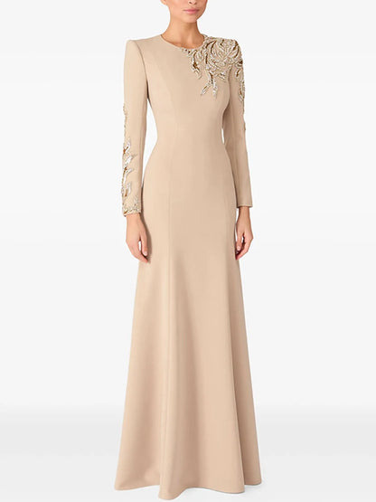 DEAT Elegant Dress O-neck Embroidered Flares Patchwork Long Sleeve Women's Evening Party Dresses 2026 Spring New Fashion 35Z3686
