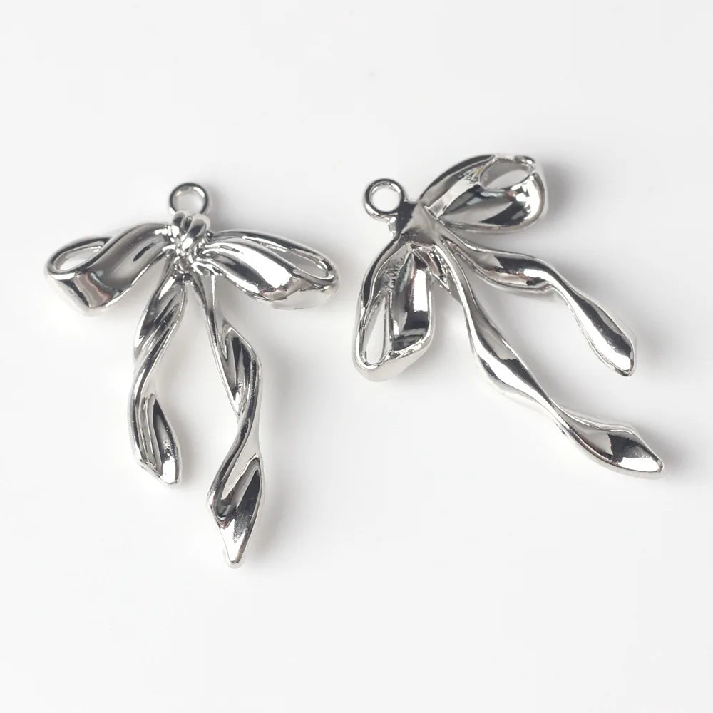10pcs/lot 16*17MM Zinc Alloy Spray Painted Ribbon Bow Pendant Charms for Necklace Bracelet Jewelry Diy Accessories