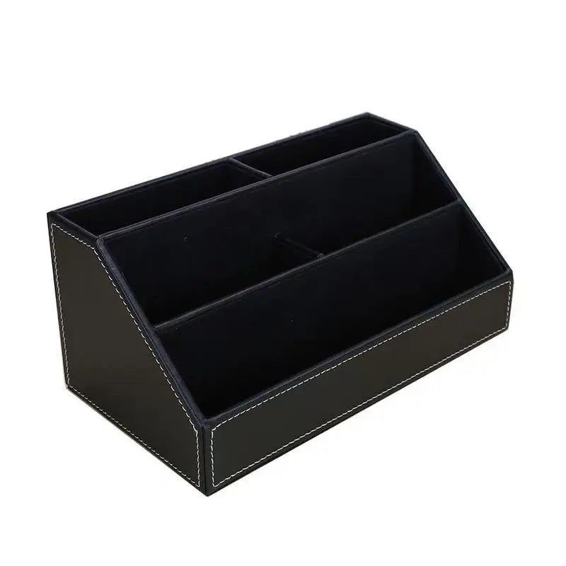 Home Office Wooden Struction Leather Multi-function Desk Stationery Organizer Storage Box, Pen/Pencil ,Cell phone, Business Na