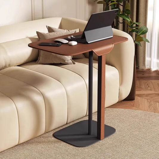 Italian Minimalist Saddle Leather Side Table Sofa Bedside Corner Table Luxury Home Living Room Coffee Table High End Furniture