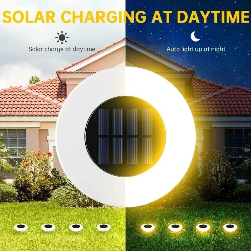 Waterproof Solar Garden Lights Outdoor Use Landscape Lighting for Driveway Lawn Walkway Base Light Solar Powered Garden Decor
