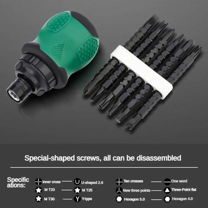 TUOSEN Ratchet One Word Screwdriver Sets Manual Magnetic Phillips Slotted Telescopic Double Head Screw Driver Bits Repair Tools