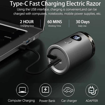 1 electric shaver, mini portable facial electric shaver, rechargeable dry wet dual-use men's shaver, car travel office shaver