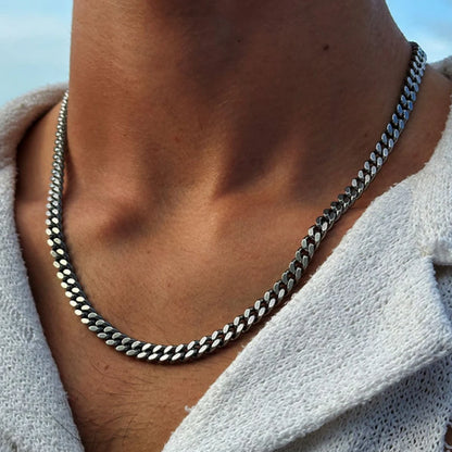 Vnox 3/5/7/9 mm dicke kubanische Ketten für Damen und Herren, schlichte Miami-Panzerketten, wasserdichte Edelstahlkette (Unisex)