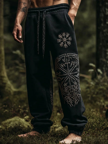 Men's Viking Nordic Sun Art Knot Tribe Celtic Rune 3D Printed Casual Pants Drawstring Straight Leg Pants Summer Beach Pants