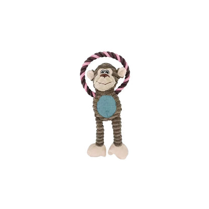 Dog Plush Toys Squeaky Animal Toys Lion Elephant Monkey Shaped Pet Chew Toy Interactive Teeth Cleaning Toy Pet Training Anti Bit