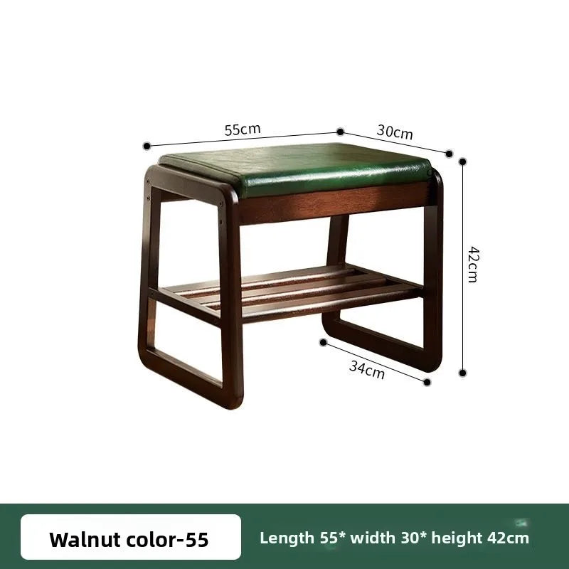 Household solid wood shoe changing stool, solid wood shoe cabinet, sponge pad, leather soft bag stool, shoe wearing stool