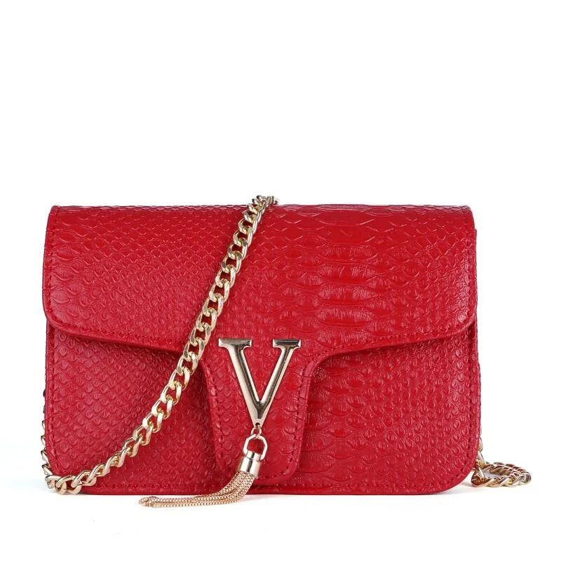 Crocodile Chain Small Crossbody Bags for Women,Black Luxury Brand Shoulder Bag,European Female Fashion Trend New Design Handbags