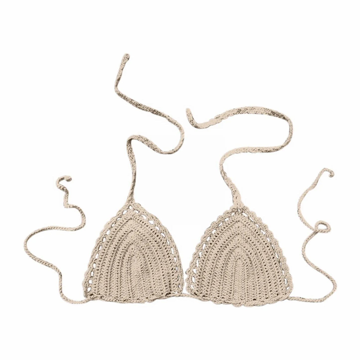 Women's Summer Sexy Bikini Hand Crochet Swimsuit Women Bikini Tops Solid Color Wireless Push Up Bra For Women Micro Bikinis