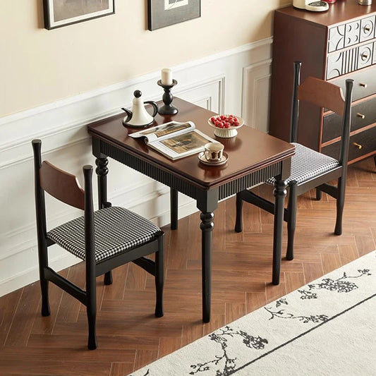 Mid Century Dark Dining Tables Foldable French Chic Vintage Dining Tables Unique Tall Legs Table A Manger Pliante Furnitures