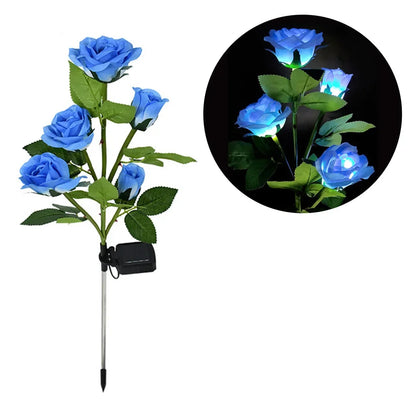 Solar Garden Lights Waterproof LED Outdoor Simulation Rose Flower Solar Light Pathway Lights for Yard Garden Backyard Decor ﻿