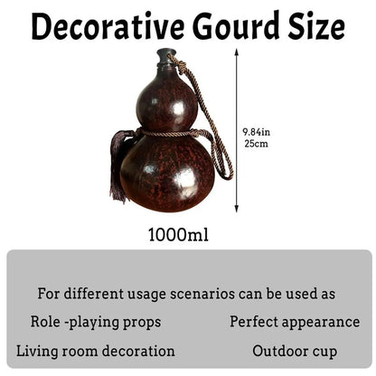 Chinese Retro-Inspired Gourd Water Bottle Large Capacity Wine Bottle Camping Barbecue 500ML/1000ML B