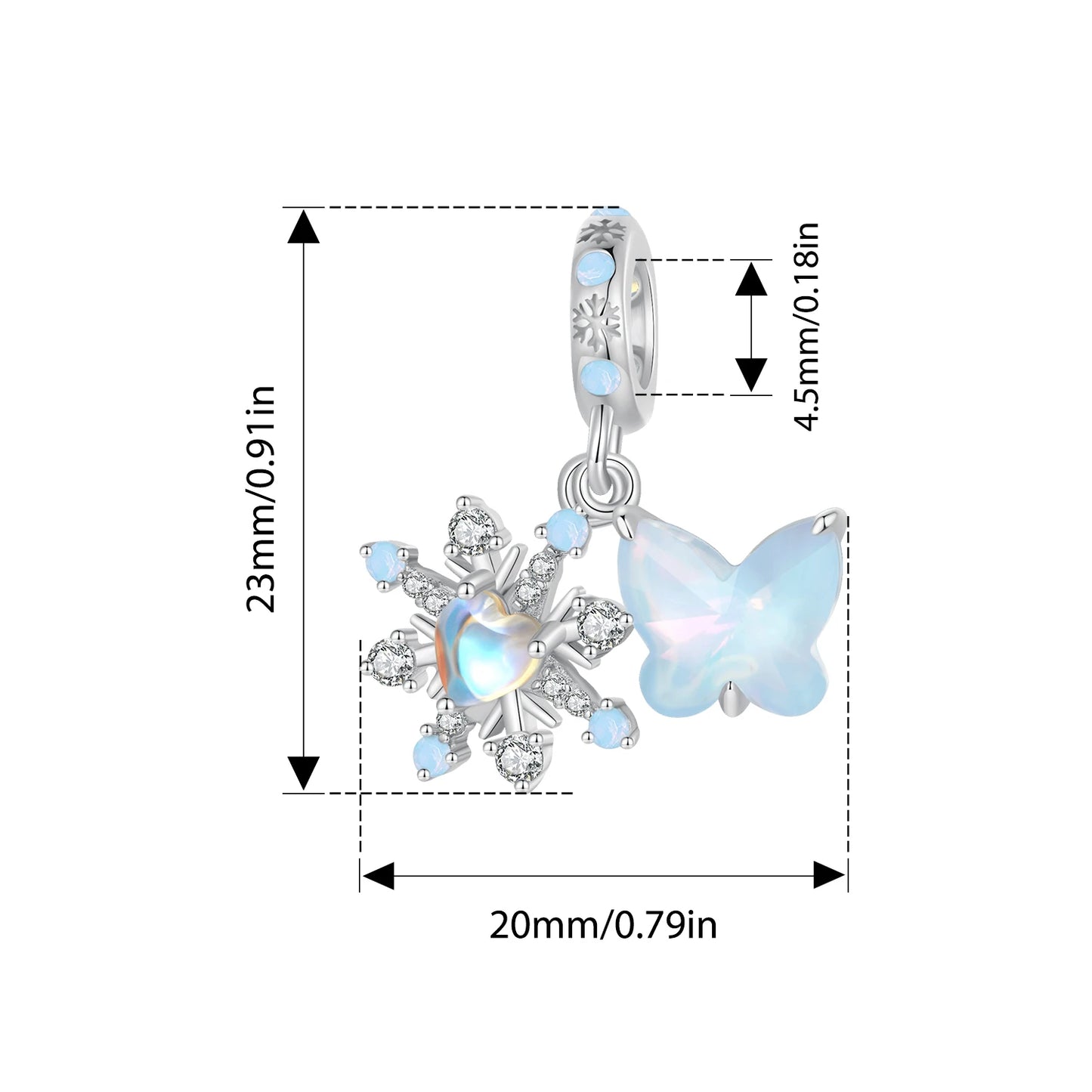 WOSTU 925 Sterling Silver Snowflake Charm Winter Snow Beads Purity Original Fit for Women Girls Necklace DIY Fine Jewelry Gift