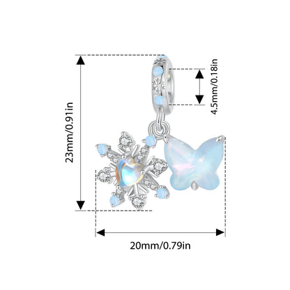 WOSTU 925 Sterling Silver Snowflake Charm Winter Snow Beads Purity Original Fit for Women Girls Necklace DIY Fine Jewelry Gift