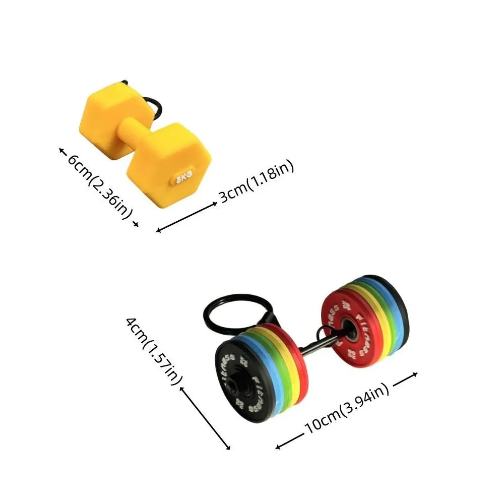 Unique PVC Mini Barbell Keychain Detachable Exquisite Bag Pendant Fitness Equipment Simulation Dumbbell Keychain Sports Prize