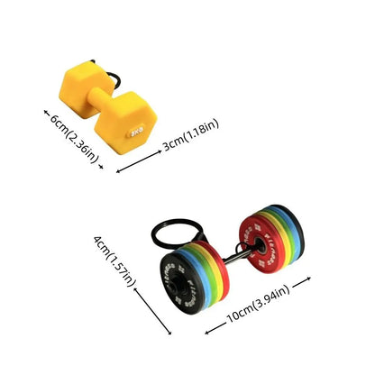 Unique PVC Mini Barbell Keychain Detachable Exquisite Bag Pendant Fitness Equipment Simulation Dumbbell Keychain Sports Prize