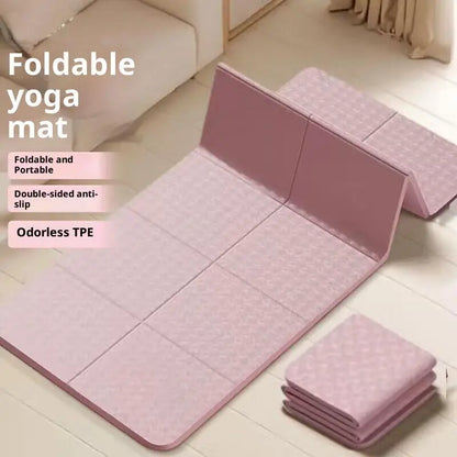 4mm Thick TPE Foldable Yoga Mat 183*61cm Easy Storage For Travel Yoga Pilates Home Exercise Floor Mat