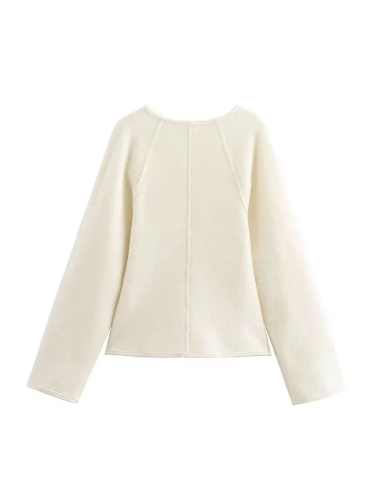 HH 2024Female Autumn Fashion Casual Coats Long Sleeves Belt Decoration Cardigan Solid V-Neck Slim 2-Colors Elegant Retro Top