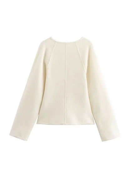 HH 2024Female Autumn Fashion Casual Coats Long Sleeves Belt Decoration Cardigan Solid V-Neck Slim 2-Colors Elegant Retro Top