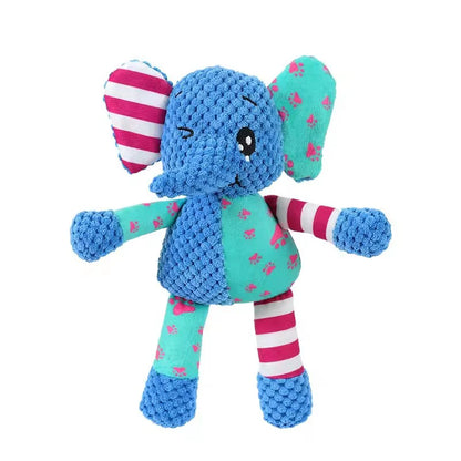 Cute Cartoon Animal Pet Plush Squeaky Toy Bite Resistant Interactive Dog Chew Toy Teeth Grinding Cleaning Training Supplies