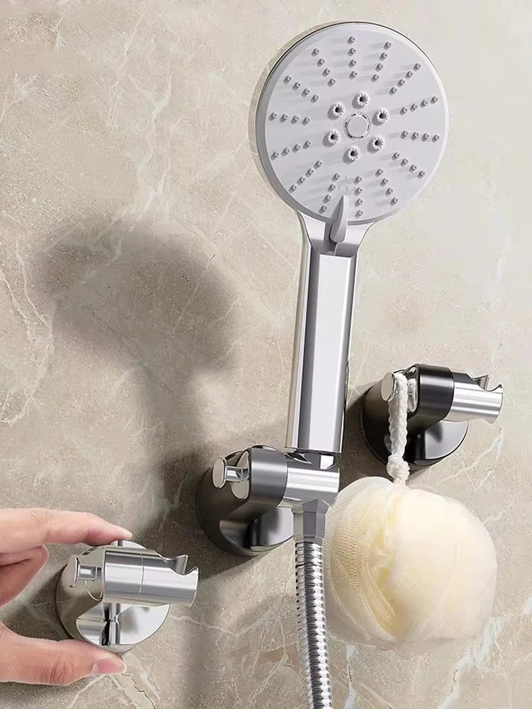 Shower Holder 360°Adjustable Self-adhesive Shower Head Stand Bracket, Suction Cup Shower Head Holder Bathroom Accessories