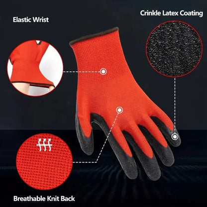 Crinkled Anti-Slip Gloves, Anti-Skid Labor Protection Gloves, Work Gloves. High Grip, Wear-Resistant & Anti-Slip