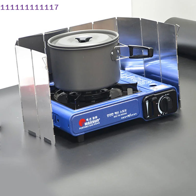 8-Plate Foldable Gas Stove with Integrated Windbreak  Portable Cooking Equipment for Outdoor Camping