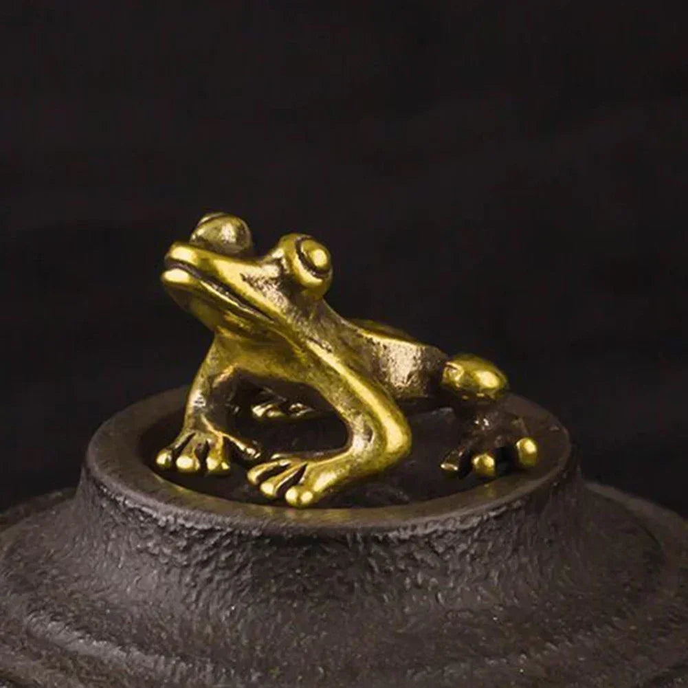 Ornament Frog Traditional Craft 1Pcs 22.9*15mm Accessories Brass Brass Frog Copper Animals Figurines Mini Durable