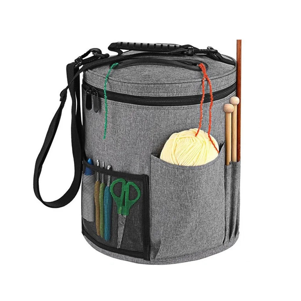 Knitting Tool Storage Bag Yarn Crochet Organizer Tote Bag Large Capacity Portable with Front Yarn Needles Hooks Pocket