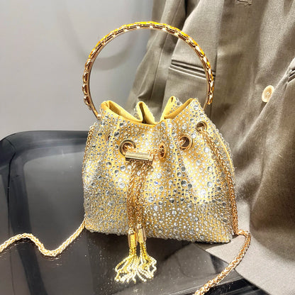 Handle Rhinestones Evening clutch Bag Purses and handbag luxury Designer shoulder bag Shiny Crystal Clutch purse bucket bag