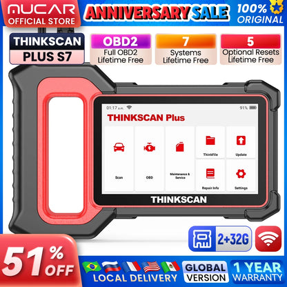 THINKSCAN PLUS S7 S6 S4 OBD2 Scanner ABS/SRS/TRANMISSION/ENGINE Code Scanner Live Data Diagnostic Tool Multi Services Scan Tool