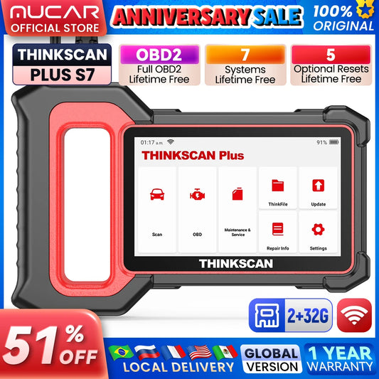 THINKSCAN PLUS S7 S6 S4 OBD2 Scanner ABS/SRS/TRANMISSION/ENGINE Code Scanner Live Data Diagnostic Tool Multi Services Scan Tool