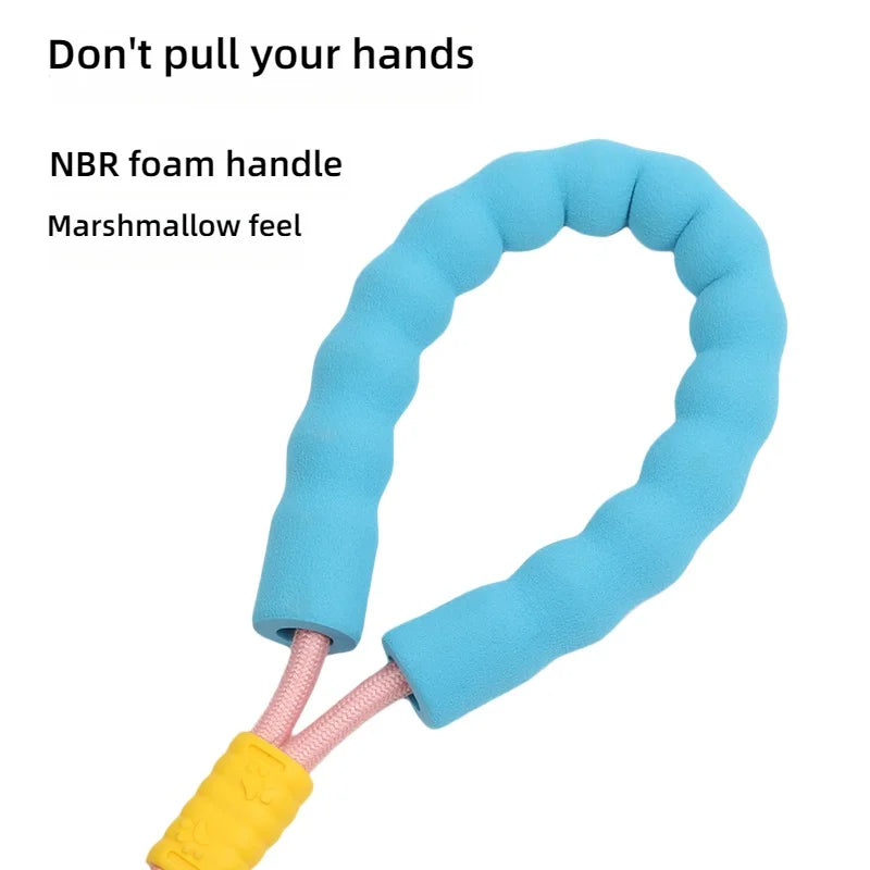 Dog traction, one tow, two explosion-proof dual head dog walking rope, contrasting color cloud foam handle, P rope, pet supplies