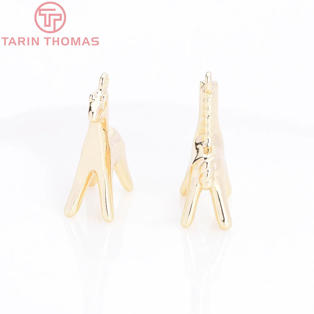(10486) 6PCS 12x18MM 24K Gold Color Brass Horse Shaped Necklace Pendants Charms High Quality Jewelry Making Accessories