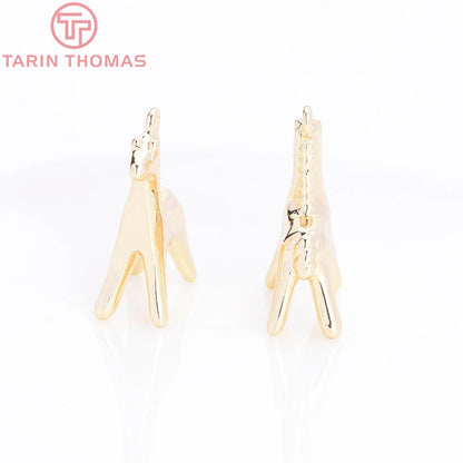 (10486) 6PCS 12x18MM 24K Gold Color Brass Horse Shaped Necklace Pendants Charms High Quality Jewelry Making Accessories