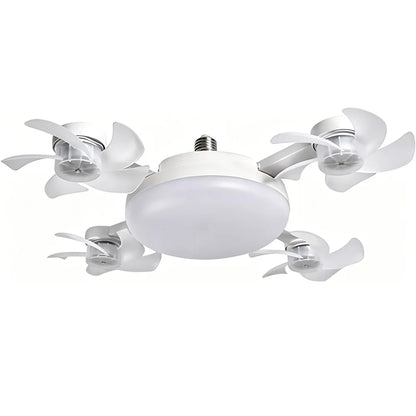 E27 Screw in Ceiling Fan with Remote Control Socket Fan Light Drone Fan Dimmable 3Color Temperatures for Bedroom Kitchen Garage