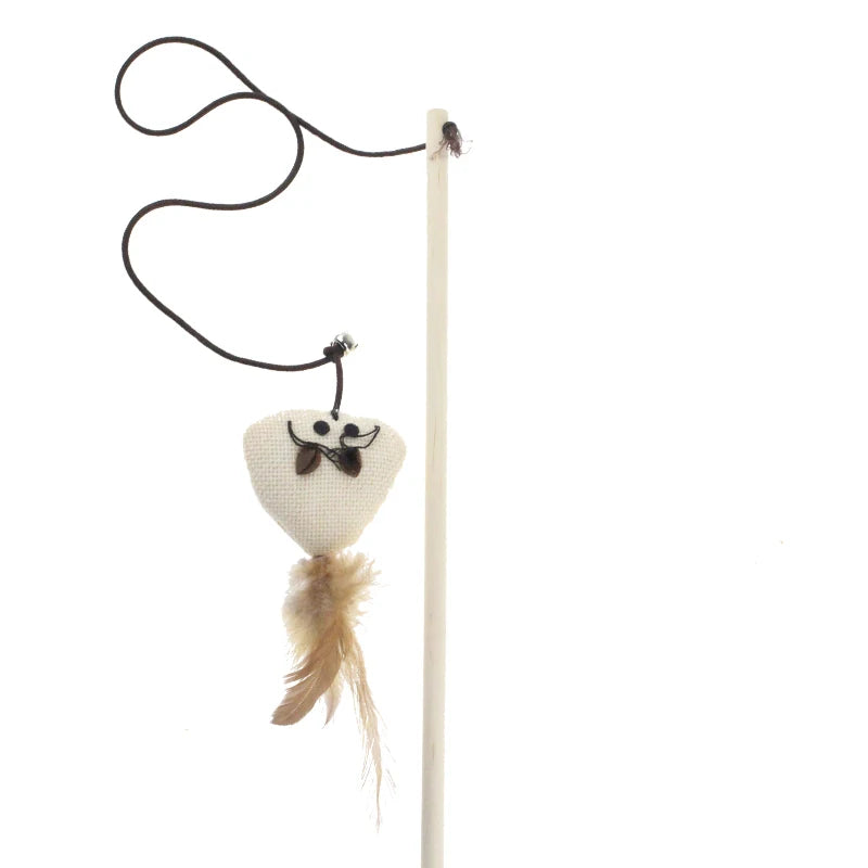Funny Pet Cat Toys Interactive Cat Teaser with Feather 40CM Wooden Stick Mice Fish Chick Katten Speelgoed Chats Pet Accessories