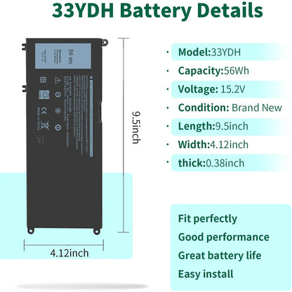 56WH 33YDH Laptop Battery for Dell Inspiron 17 7000 7778 7779 7786 7773 15 7577 G3 3579 3779 G5 5587 G7 7588 Latitude 13 3380