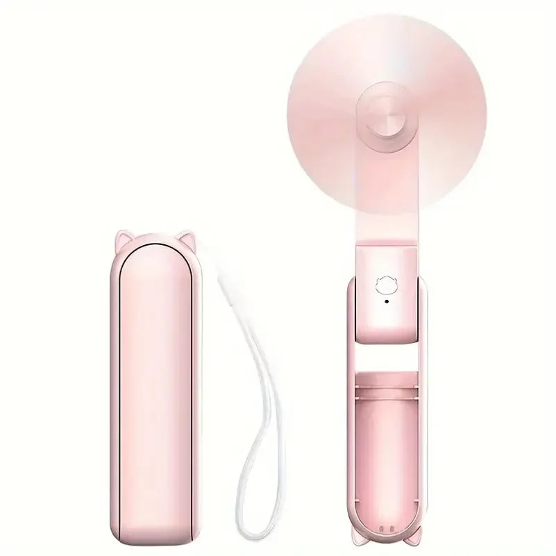 Portable Mini Fan, USB Rechargeable, 3-speed Adjustable, Foldable Handheld Fan, Suitable for Women, Travel, Outdoor Use