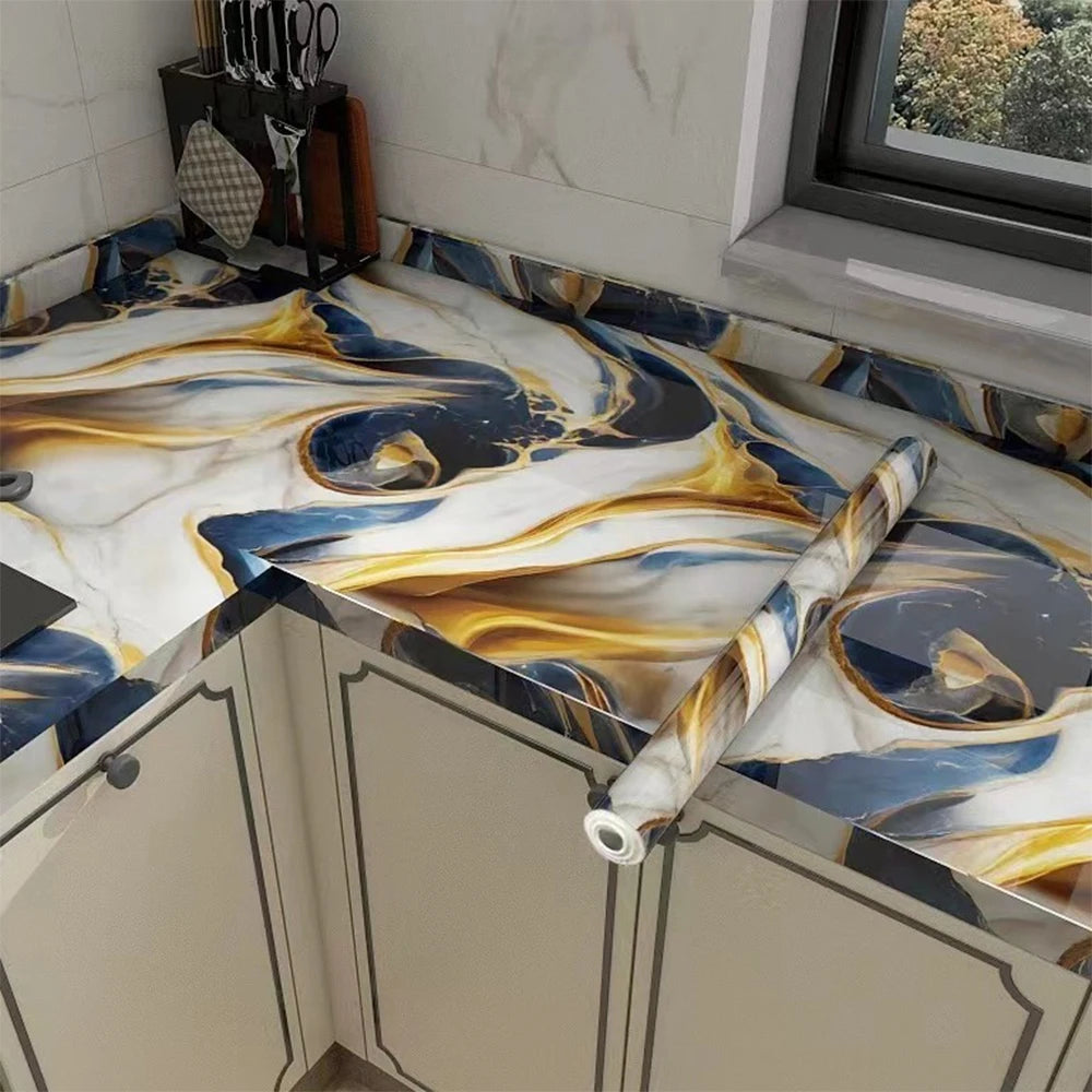 Tile Stickers Waterproof and Oil-proof Kitchen High Temperature Resistant Renovation Self-adhesive Cabinet Countertop Wallpaper