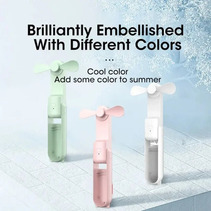 Portable Mini Cute Handheld Fan Foldable 3 Speed Adjustable Fan Office Home Desktop Travel Outdoor Use Type C Charge Pocket Fan